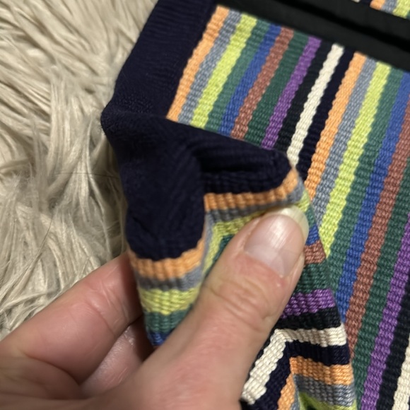 Seema Crossbody Bag-Cotton Cloth-Navy with Multi Stripe Detail-EUC-9x9 - Picture 5 of 16